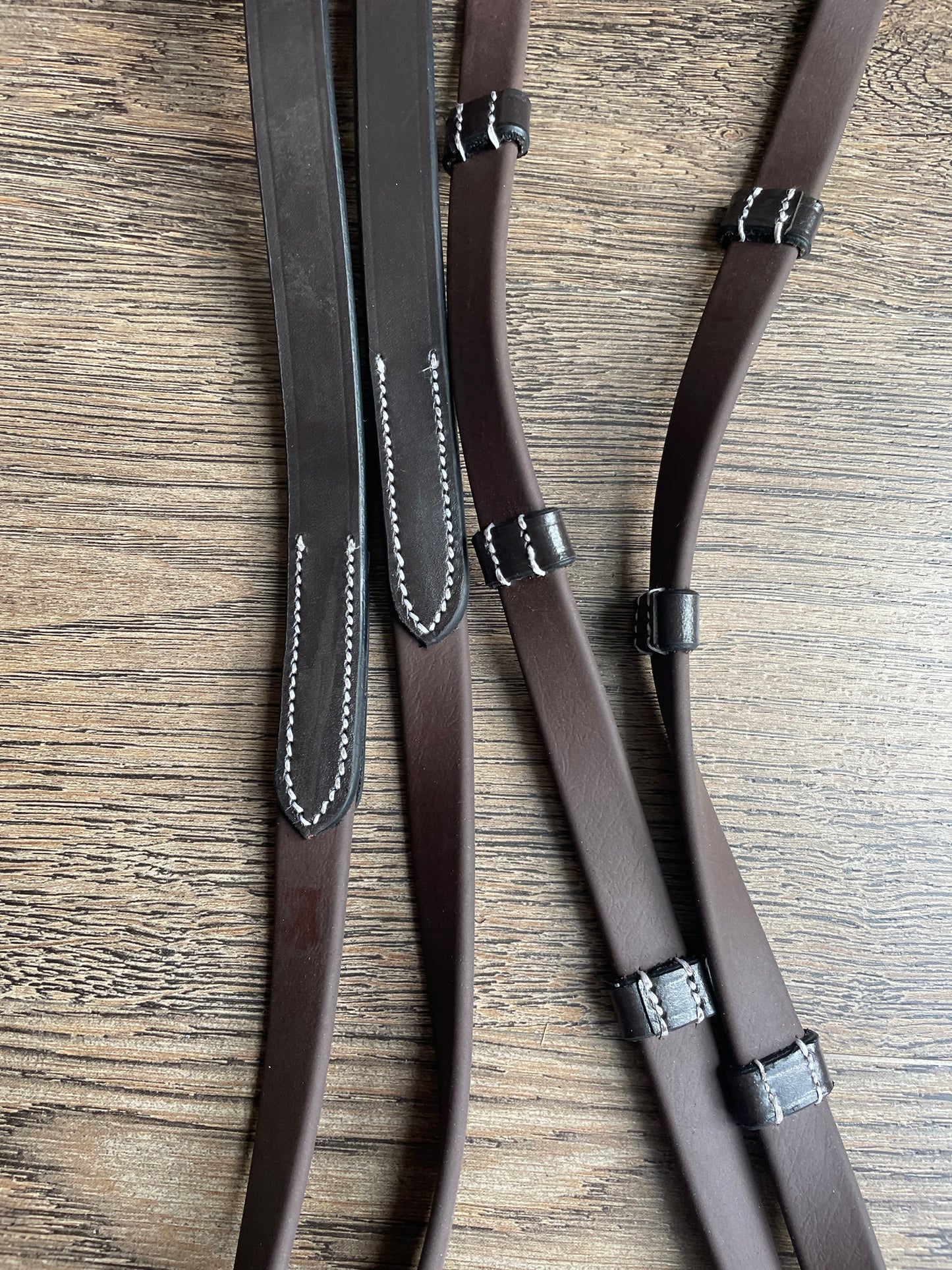 Rênes cuir et caoutchouc Havana brown