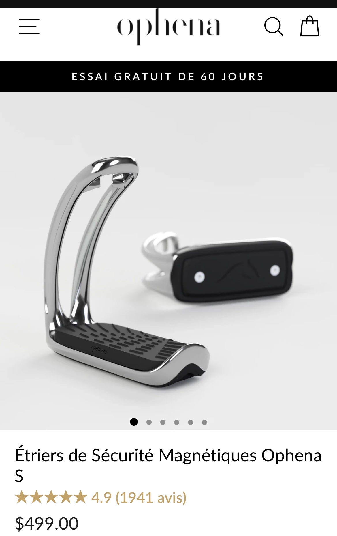 Étriers Ophena S magnetic safety stirrups