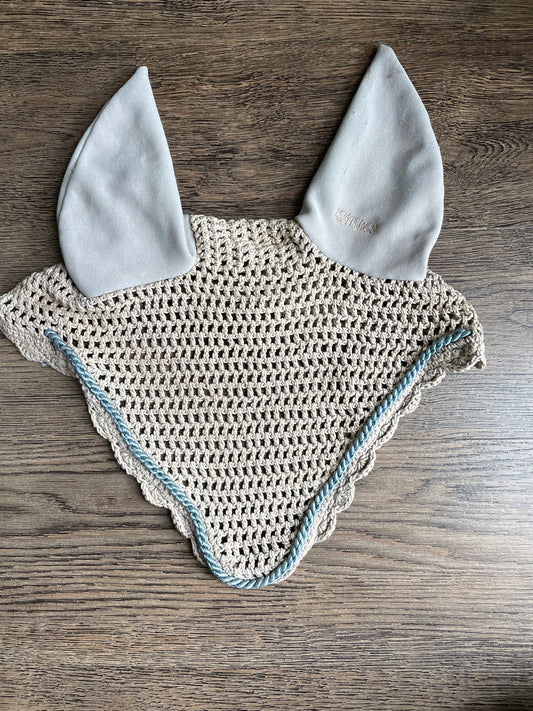 Bonnet gris pâle/ turquoise
