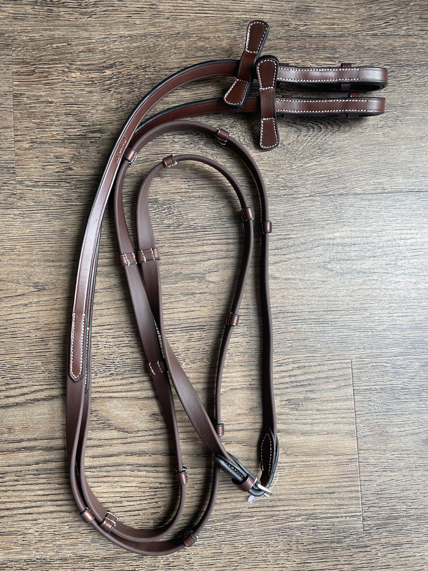 Rênes cuir et caoutchouc Oak Brown