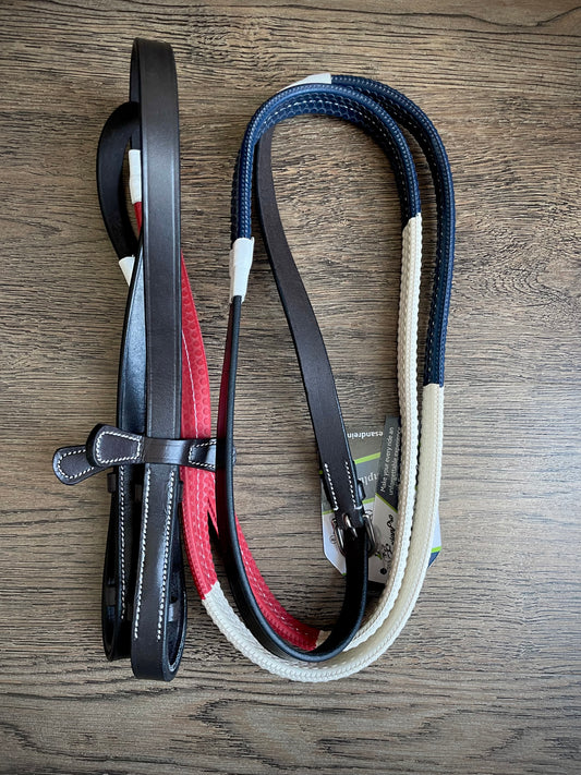 Rênes cuir havana et caoutchouc 🇫🇷