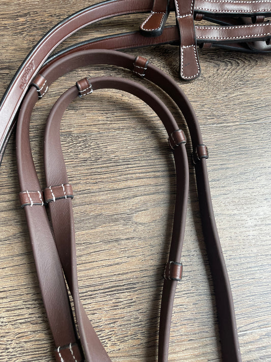 Rênes cuir et caoutchouc Oak Brown